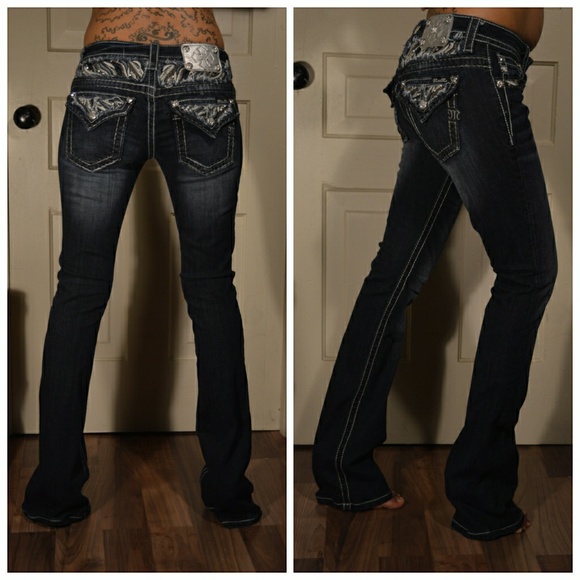 Miss Me Denim - Miss Me boot cut signature blue jeans embellished